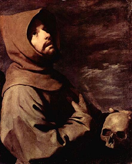 Francisco de Zurbaran Meditierender Hl. Franziskus mit Totenschadel oil painting picture